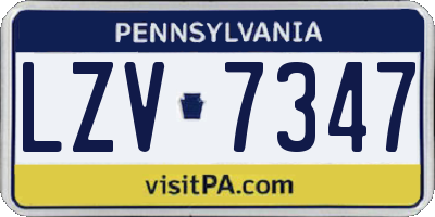 PA license plate LZV7347