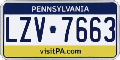 PA license plate LZV7663