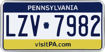 PA license plate LZV7982