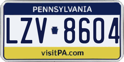 PA license plate LZV8604