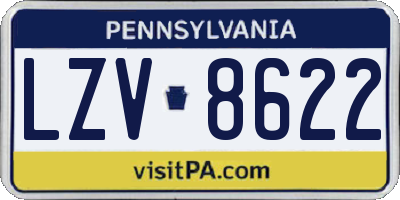 PA license plate LZV8622