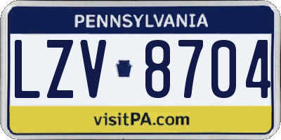 PA license plate LZV8704