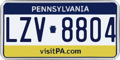 PA license plate LZV8804