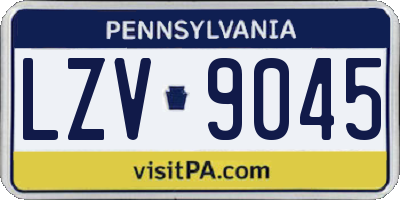 PA license plate LZV9045