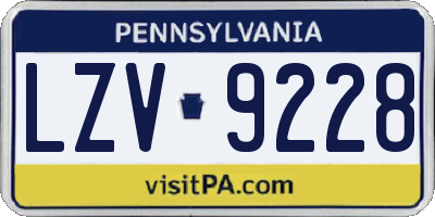 PA license plate LZV9228