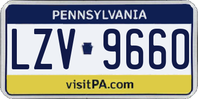 PA license plate LZV9660