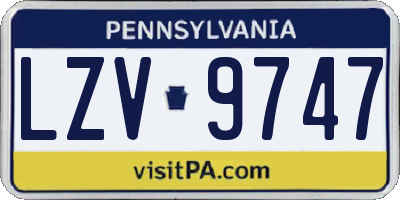 PA license plate LZV9747