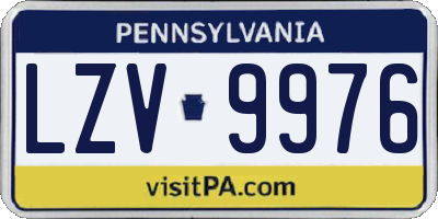 PA license plate LZV9976