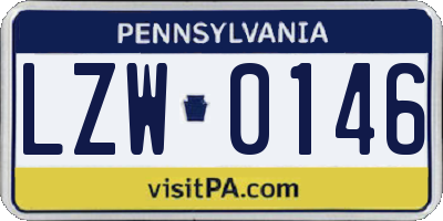 PA license plate LZW0146