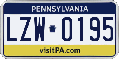 PA license plate LZW0195