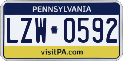 PA license plate LZW0592