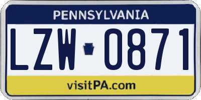 PA license plate LZW0871
