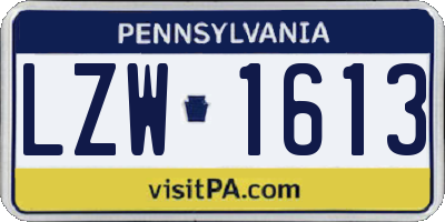 PA license plate LZW1613