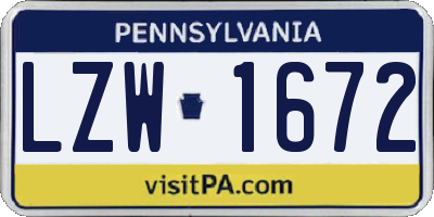 PA license plate LZW1672