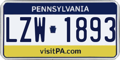 PA license plate LZW1893