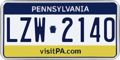 PA license plate LZW2140