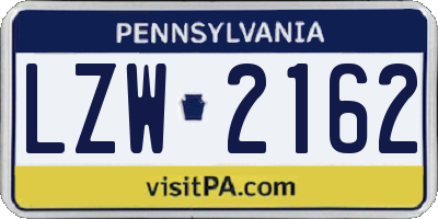 PA license plate LZW2162