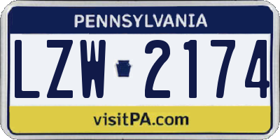 PA license plate LZW2174