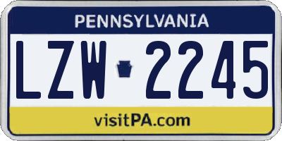 PA license plate LZW2245