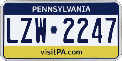 PA license plate LZW2247