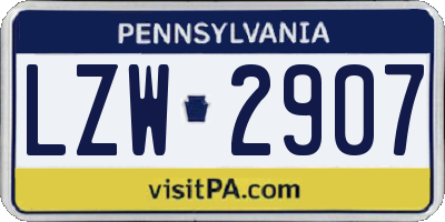 PA license plate LZW2907