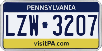 PA license plate LZW3207