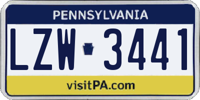 PA license plate LZW3441
