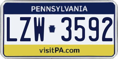 PA license plate LZW3592
