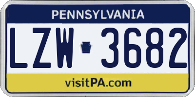PA license plate LZW3682