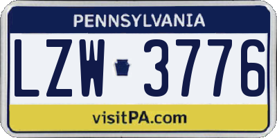 PA license plate LZW3776