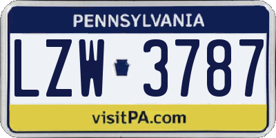 PA license plate LZW3787