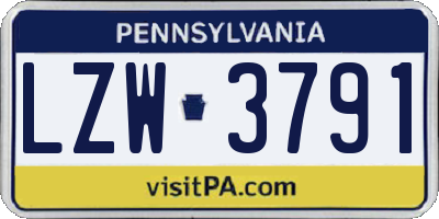 PA license plate LZW3791