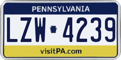 PA license plate LZW4239