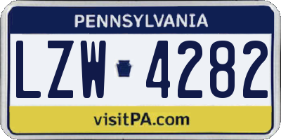 PA license plate LZW4282