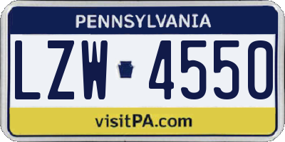 PA license plate LZW4550