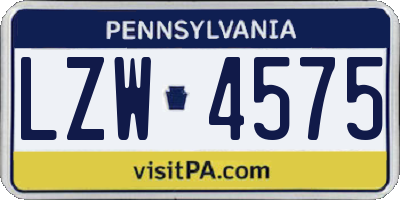 PA license plate LZW4575