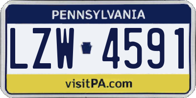 PA license plate LZW4591