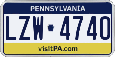 PA license plate LZW4740