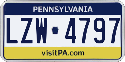PA license plate LZW4797
