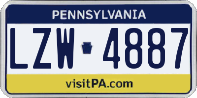 PA license plate LZW4887