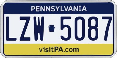 PA license plate LZW5087