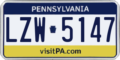 PA license plate LZW5147