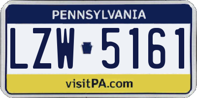 PA license plate LZW5161