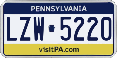 PA license plate LZW5220