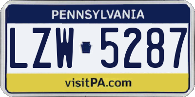 PA license plate LZW5287