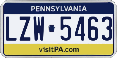 PA license plate LZW5463