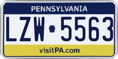 PA license plate LZW5563