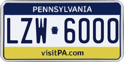 PA license plate LZW6000