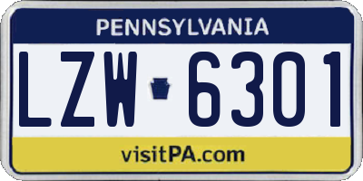 PA license plate LZW6301