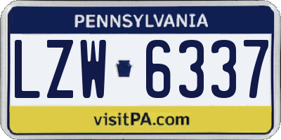 PA license plate LZW6337